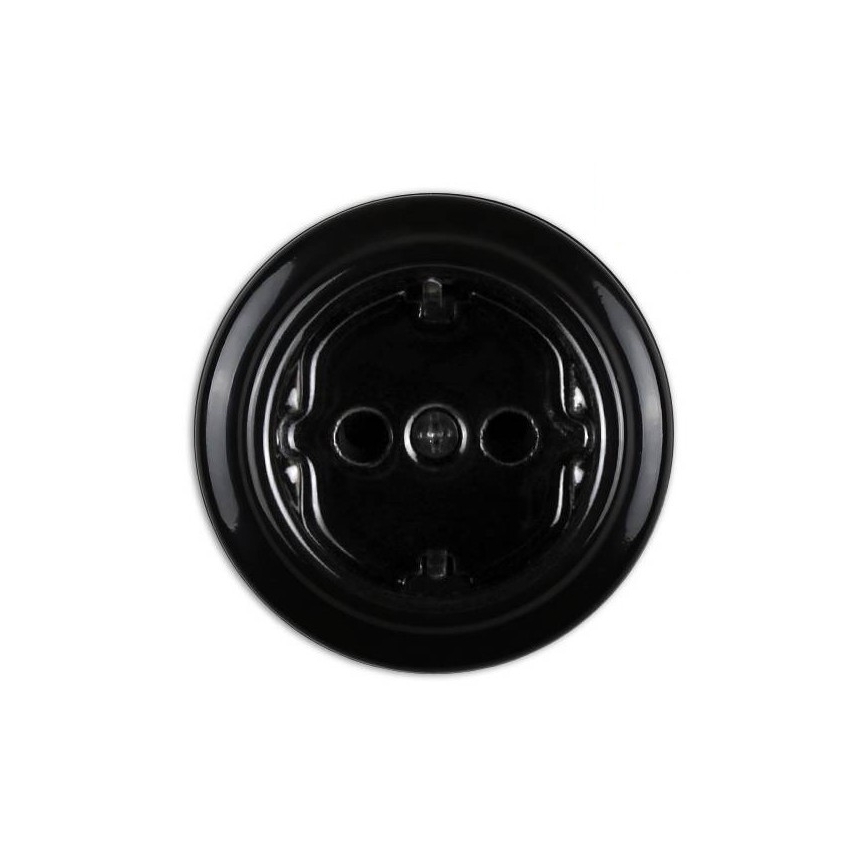 Elhard - Presa a parete in ceramica in stile retrò per uso domestico con cornice, SCHUKO 230V, nera