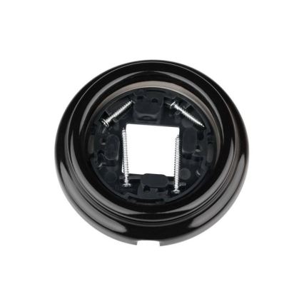 Elhard - Presa a parete in ceramica in stile retrò per uso domestico con cornice, SCHUKO 230V, nera