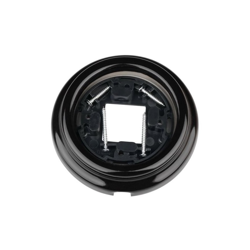 Elhard - Presa a parete in ceramica in stile retrò per uso domestico con cornice, SCHUKO 230V, nera