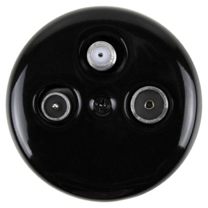 Elhard - Presa antenna TV/FM/SAT in ceramica stile retrò nera