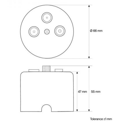 Elhard - Presa antenna TV/FM/SAT in ceramica stile retrò nera