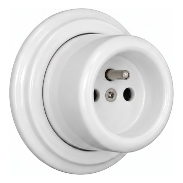 Elhard - Presa da parete in ceramica stile retrò con cornice, 230 V, bianca