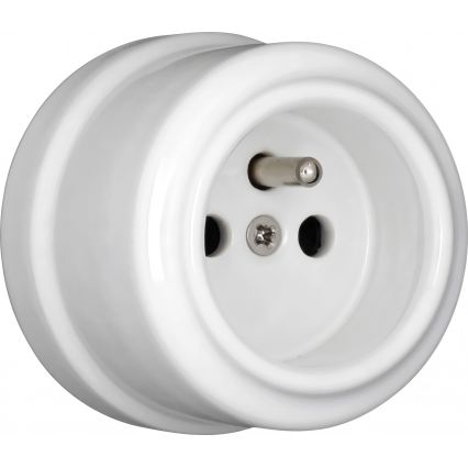 Elhard - Presa da parete in ceramica stile retrò con cornice, 230 V, bianca