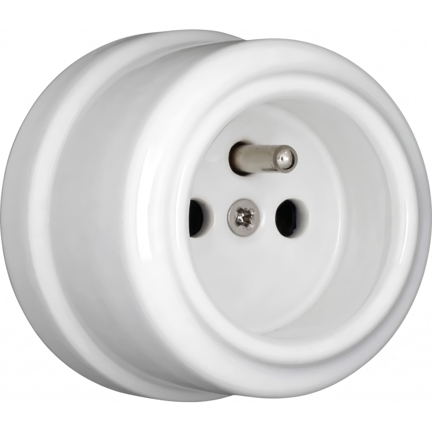 Elhard - Presa da parete in ceramica stile retrò con cornice, 230 V, bianca