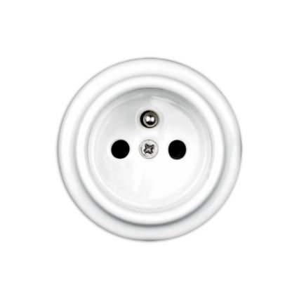 Elhard - Presa da parete in ceramica stile retrò con cornice, 230 V, bianca