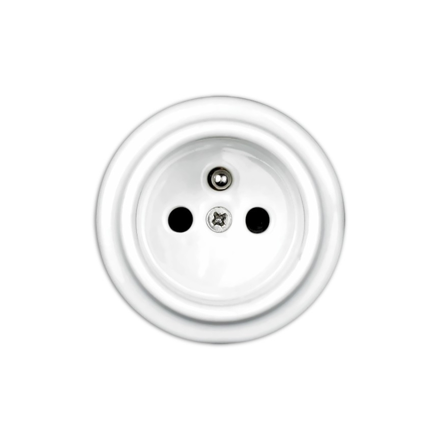 Elhard - Presa da parete in ceramica stile retrò con cornice, 230 V, bianca