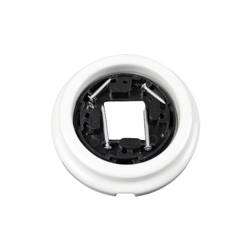 Elhard - Presa da parete in ceramica stile retrò con cornice, 230 V, bianca