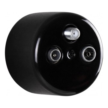 Elhard - Presa da parete in ceramica stile retrò per antenna TV+R+SAT, nera
