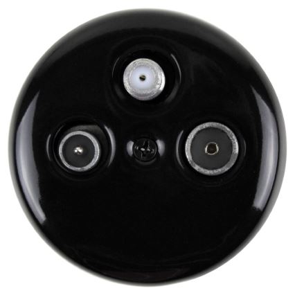 Elhard - Presa da parete in ceramica stile retrò per antenna TV+R+SAT, nera