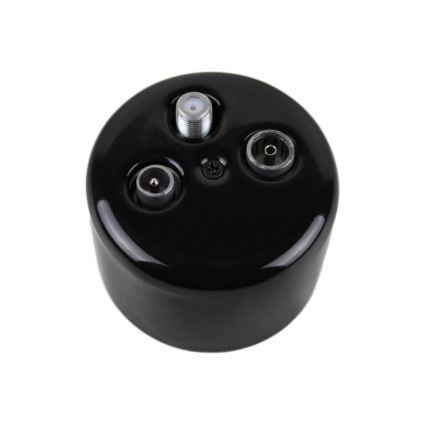 Elhard - Presa da parete in ceramica stile retrò per antenna TV+R+SAT, nera