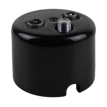 Elhard - Presa da parete in ceramica stile retrò per antenna TV+R+SAT, nera