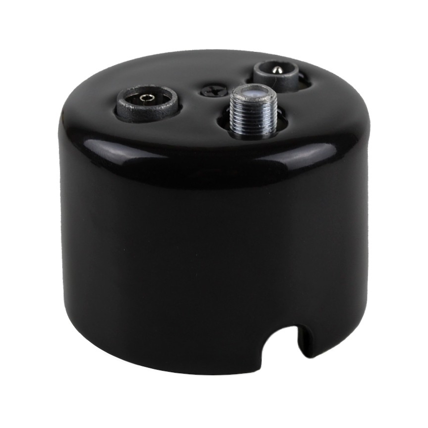 Elhard - Presa da parete in ceramica stile retrò per antenna TV+R+SAT, nera