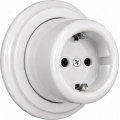 Elhard - Presa da parete in ceramica stile retrò per uso domestico con cornice SCHUKO 230V bianca