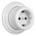Elhard - Presa da parete in ceramica stile retrò per uso domestico con cornice SCHUKO 230V bianca