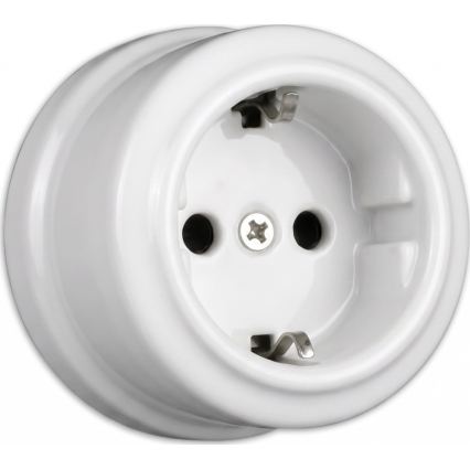 Elhard - Presa da parete in ceramica stile retrò per uso domestico con cornice SCHUKO 230V bianca