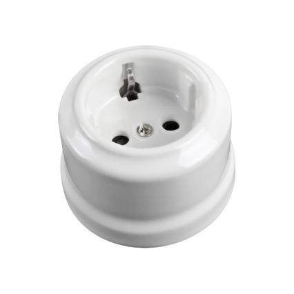 Elhard - Presa da parete in ceramica stile retrò per uso domestico con cornice SCHUKO 230V bianca