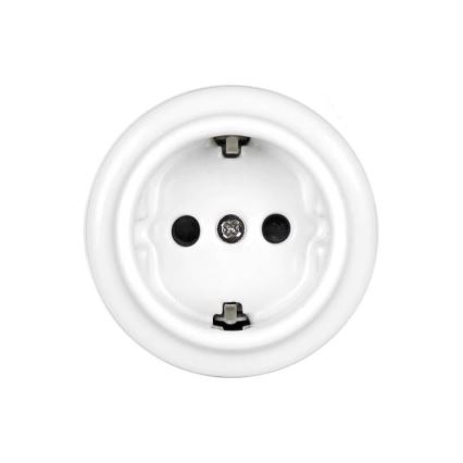 Elhard - Presa da parete in ceramica stile retrò per uso domestico con cornice SCHUKO 230V bianca