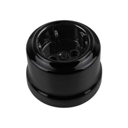 Elhard - Presa da parete in ceramica stile retrò per uso domestico SCHUKO 230 V, nera