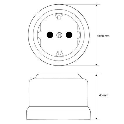 Elhard - Presa da parete in ceramica stile retrò per uso domestico SCHUKO 230 V, nera
