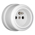 Elhard - Presa da parete retrò in ceramica per uso domestico 230V, bianca