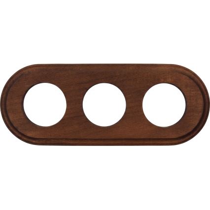 Elhard - Presa tripla in ceramica in stile retrò per uso domestico con cornice SCHUKO 230V bianco/legno scuro