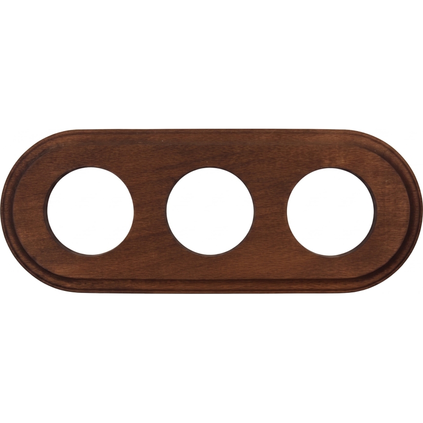 Elhard - Presa tripla in ceramica in stile retrò per uso domestico con cornice SCHUKO 230V bianco/legno scuro