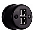 Elhard - Presa dati da parete in ceramica stile retrò 2x RJ45 nera
