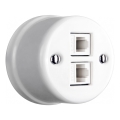 Elhard - Presa dati da parete in ceramica stile retrò 2xRJ45 bianca