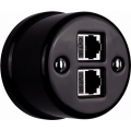 Elhard - Presa dati in ceramica retrò 2xRJ45 nera