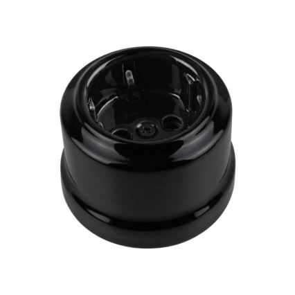 Elhard - Doppia presa da parete in ceramica stile retrò con placca, SCHUKO 230 V, nera