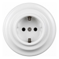 Elhard - Presa domestica in ceramica in stile retrò con cornice SCHUKO 230V bianca