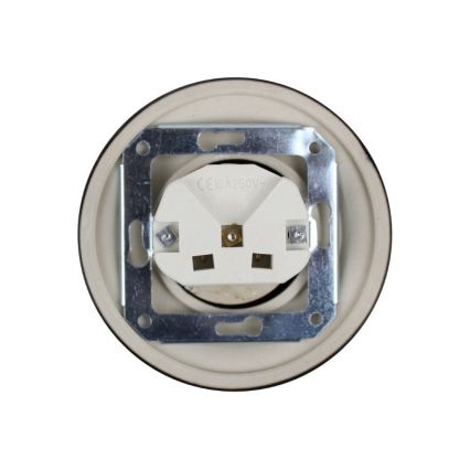 Elhard - Presa domestica in ceramica in stile retrò con cornice SCHUKO 230V nera