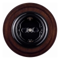 Elhard - Presa domestica in ceramica in stile retrò con placca SCHUKO 230V nero/legno scuro
