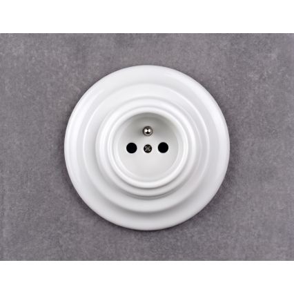 Elhard - Presa domestica in ceramica retrò con cornice 230V bianca