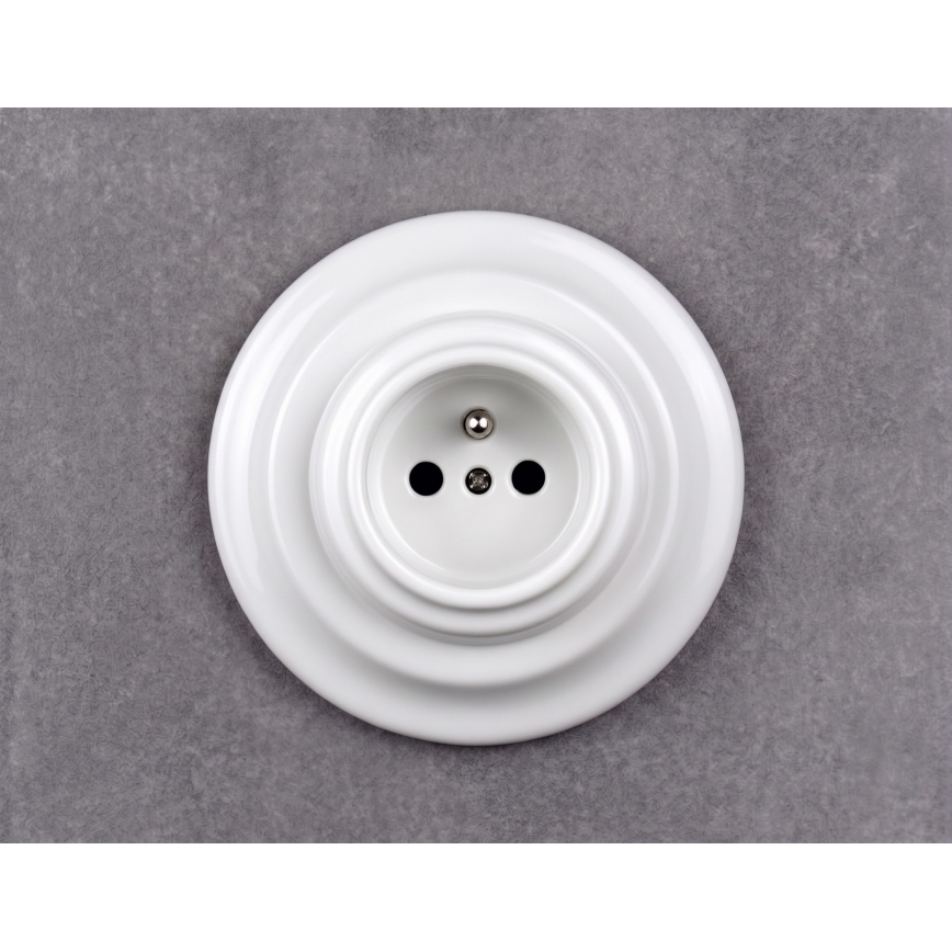 Elhard - Presa domestica in ceramica retrò con cornice 230V bianca