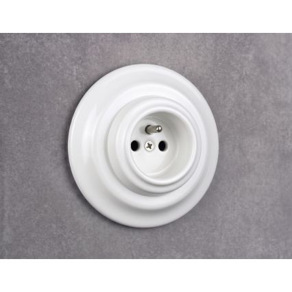 Elhard - Presa domestica in ceramica retrò con cornice 230V bianca