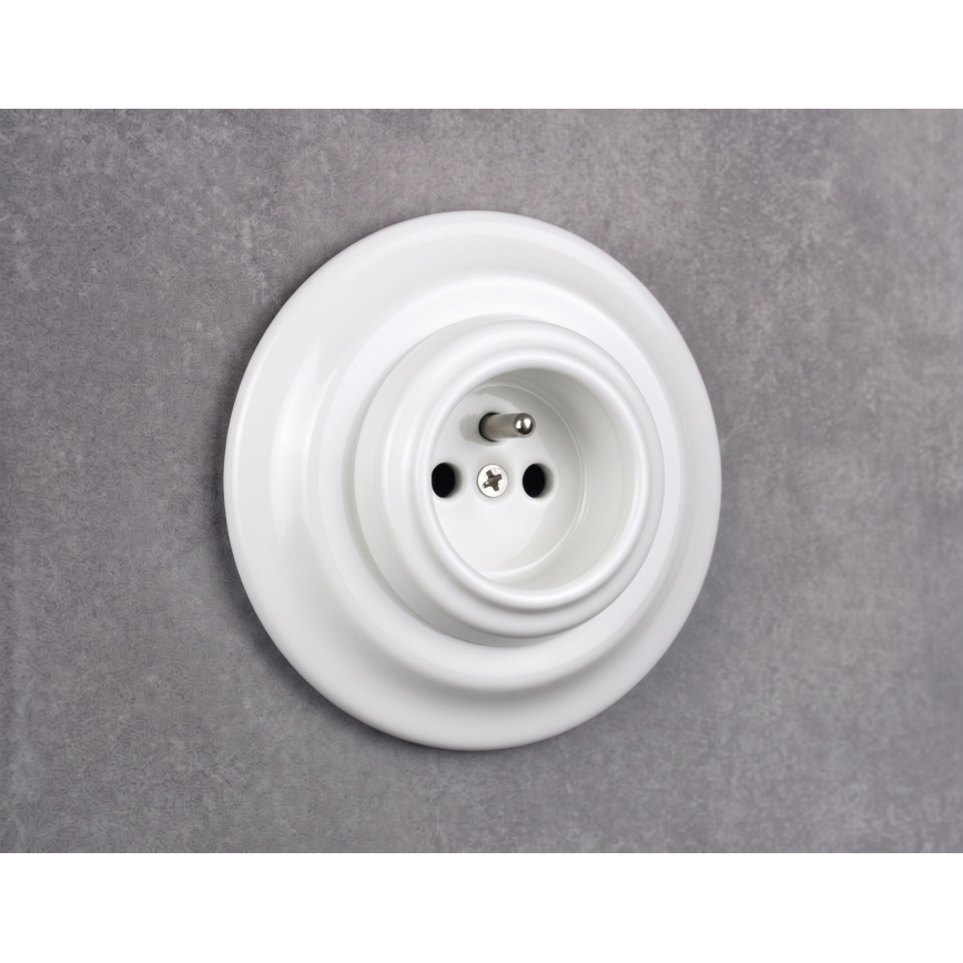 Elhard - Presa domestica in ceramica retrò con cornice 230V bianca