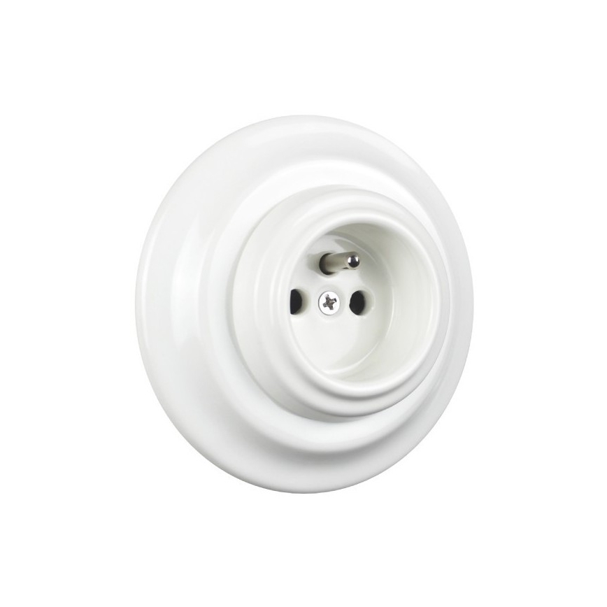 Elhard - Presa domestica in ceramica retrò con cornice 230V bianca