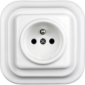 Elhard - Presa domestica in ceramica stile retrò con cornice 230V bianca