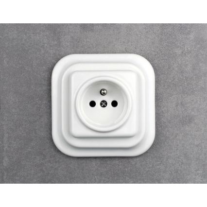 Elhard - Presa domestica in ceramica stile retrò con cornice 230V bianca