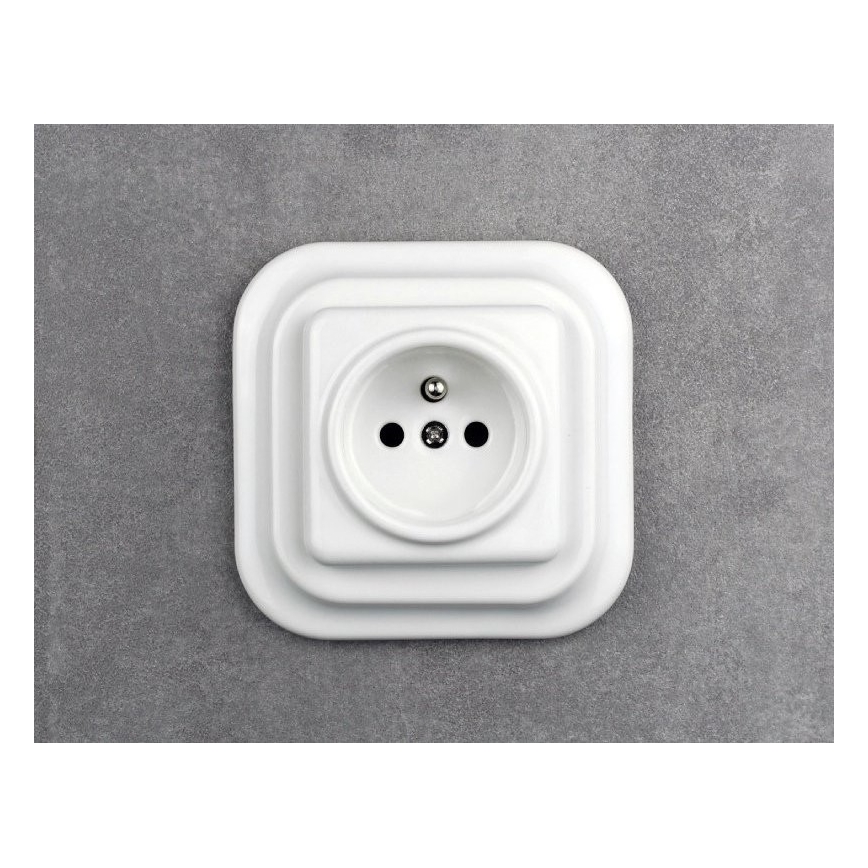 Elhard - Presa domestica in ceramica stile retrò con cornice 230V bianca
