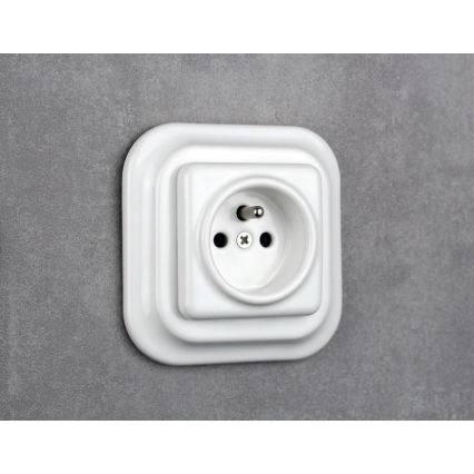 Elhard - Presa domestica in ceramica stile retrò con cornice 230V bianca