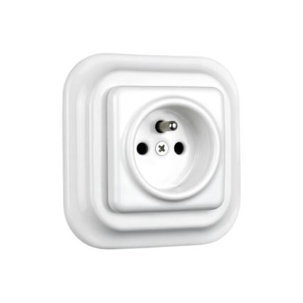Elhard - Presa domestica in ceramica stile retrò con cornice 230V bianca