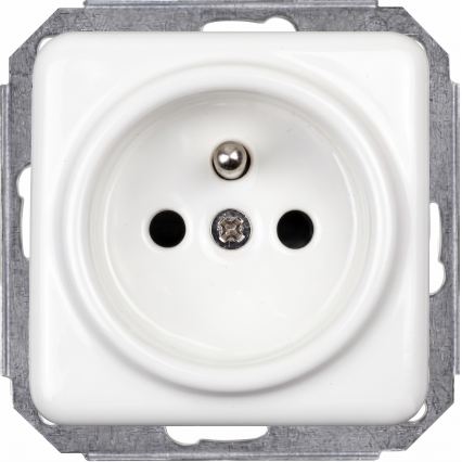 Elhard - Presa domestica in ceramica stile retrò con cornice 230V bianca