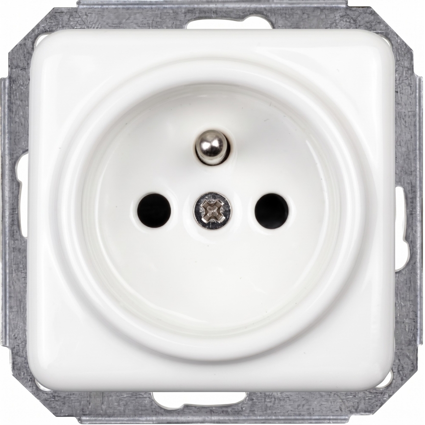 Elhard - Presa domestica in ceramica stile retrò con cornice 230V bianca