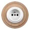 Elhard - Presa domestica in ceramica stile retrò con cornice 230V bianco/legno chiaro