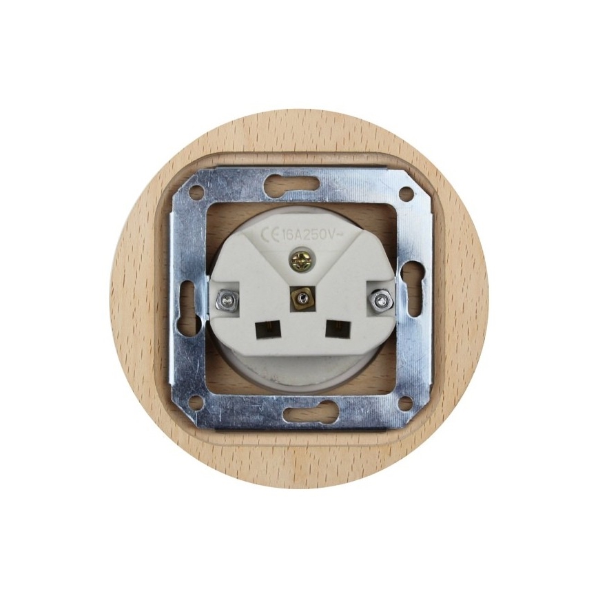 Elhard - Presa domestica in ceramica stile retrò con cornice 230V bianco/legno chiaro