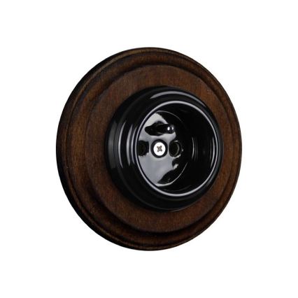Elhard - Presa domestica in ceramica stile retrò con cornice 230V nero/legno scuro