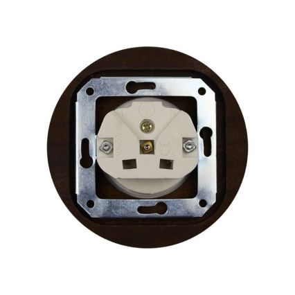 Elhard - Presa domestica in ceramica stile retrò con cornice 230V nero/legno scuro