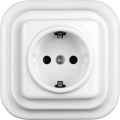 Elhard - Presa domestica in ceramica stile retrò con cornice, SCHUKO 230V, bianca